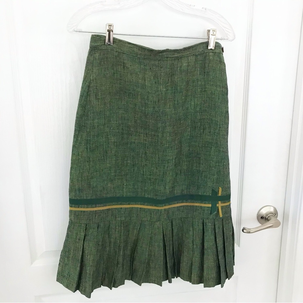 ✴️Vintage Sally Bridge Green  Linen Skirt, SzS